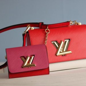 Louis Vuitton Epi Leather Twist MM And Twisty Bag In Red And Pink