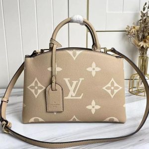 Louis Vuitton Bicolor Monogram Empreinte Leather Petit Palais Handbag In Tourterelle Gray And Cream