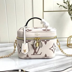 Louis Vuitton Bicolor Monogram Empreinte Vanity PM Bag In Cream And Bois De Rose Pink