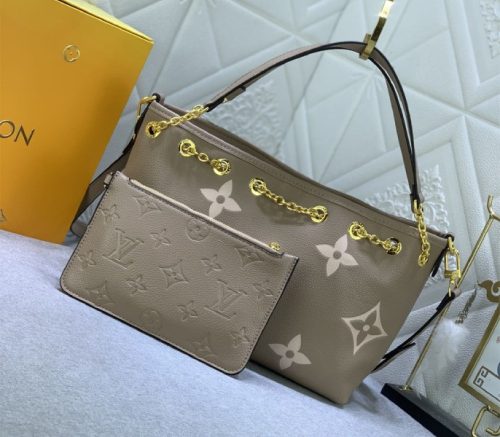 Louis Vuitton Bicolor Monogram Empreinte Bundle Bag In Tourterelle Gray and Cream - Image 2