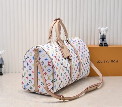 X TM Multicolored Keepall Bandouliere 50 In White - Image 2
