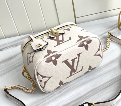 Louis Vuitton Bicolor Monogram Empreinte Vanity PM Bag In Cream And Bois De Rose Pink - Image 3